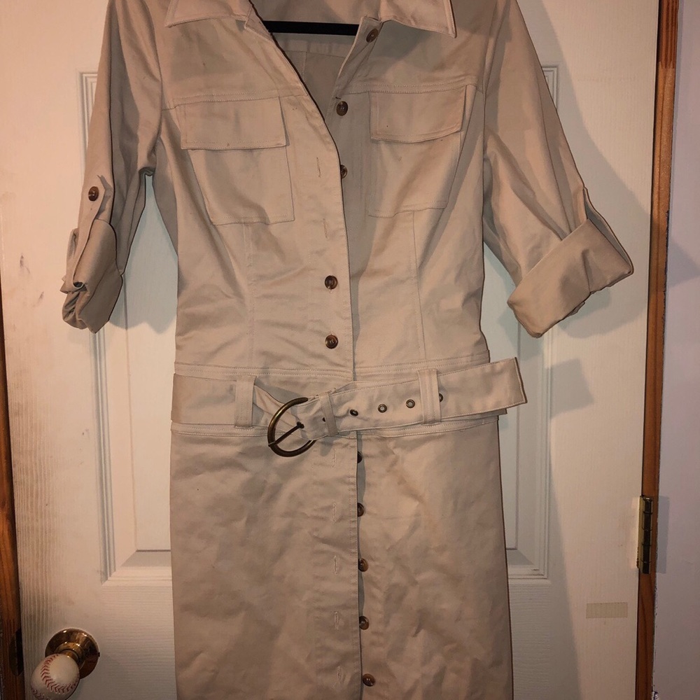 Trench Coat jacket dress with roll tab sleeve